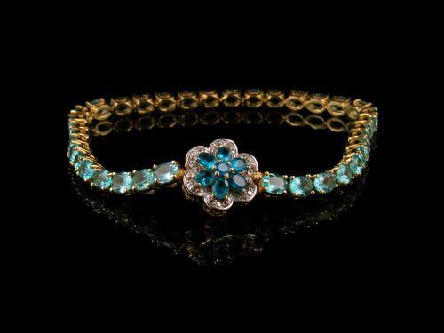 Rare 13 Ct Jewelled Early 20th Century Tennis Bracelet