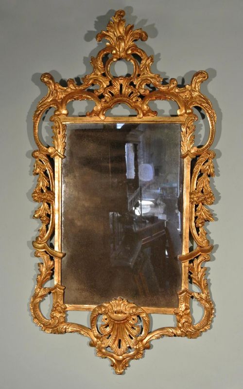 Exceptional George II Giltwood Mirror with Original Plate and Carver's Initials