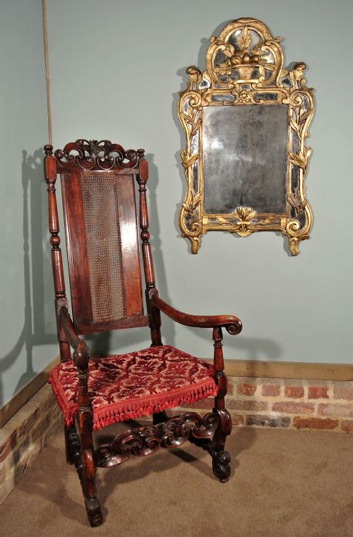fig 1. Queen Anne Giltwood Mirror with Samuel Pepys Provenance and Original Plates