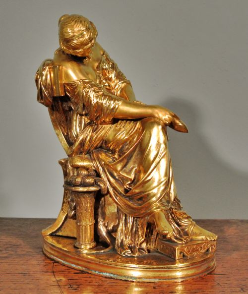 fig 1. Barbedienne Collas Foundary French Gilt Bronze of Penelope Asleep by Cavelier c. 1850