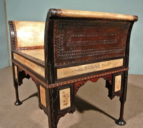 fig 2. Bugatti Walnut, Pewter and Copper Stool - Painted by Carlo Bugatti c. 1904