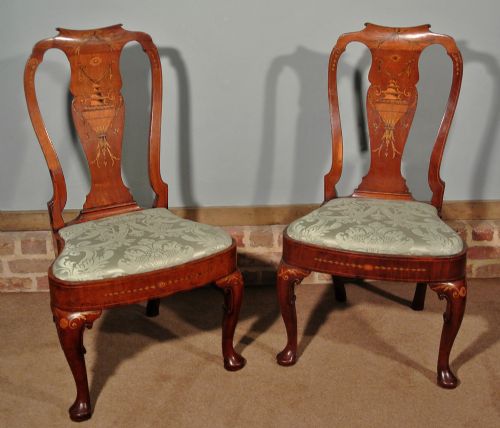 Rare and Fine Pair of Queen Anne Walnut Drawing Room Chairs C. 1720
