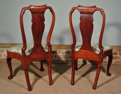 fig 3. Rare and Fine Pair of Queen Anne Walnut Drawing Room Chairs c. 1720