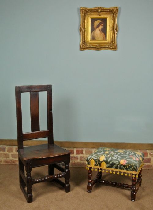 fig 1. Very Fine William and Mary Turned Walnut Stool c. 1690