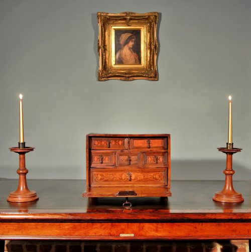 fig 1. Charles II Oak and Parquetry Spice Cabinet