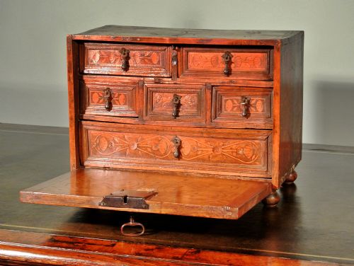 Charles II Oak and Parquetry Spice Cabinet