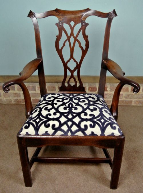 George III Cuban Mahogany Gentleman's Armchair in the Chippendale Manner  C.1765