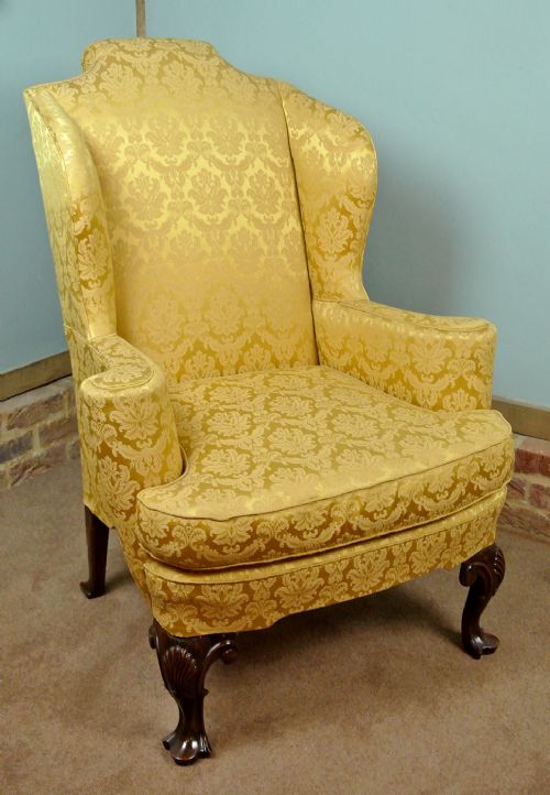 Beautiful 19th Century Walnut Wing Back Chair of Queen Anne Design
