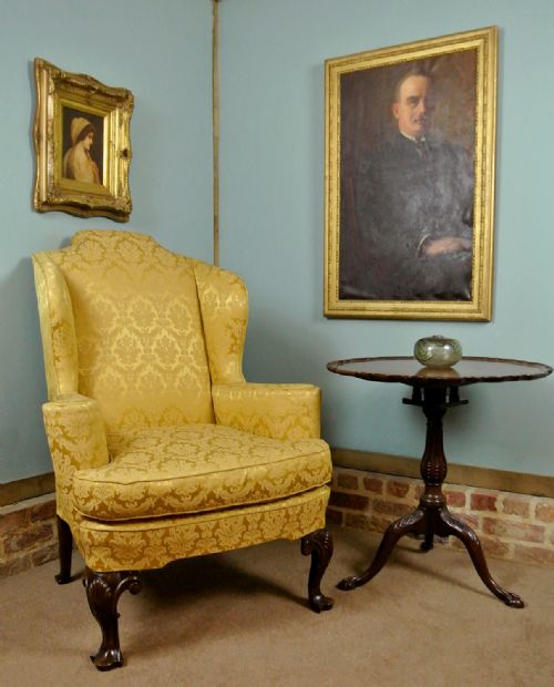 fig 1. Beautiful 19th Century Walnut Wing Back Chair of Queen Anne Design