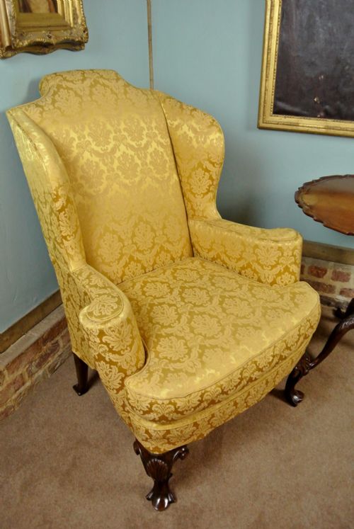 fig 2. Beautiful 19th Century Walnut Wing Back Chair of Queen Anne Design