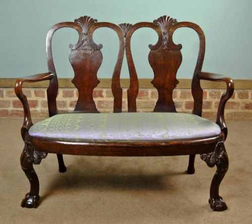 fig 1. Superb and Rare George II Mahogany and Walnut Child's Settee c. 1750