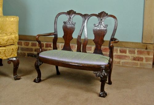 fig 2. Superb and Rare George II Mahogany and Walnut Child's Settee c. 1750