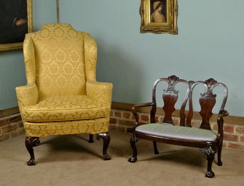 fig 3. Superb and Rare George II Mahogany and Walnut Child's Settee c. 1750