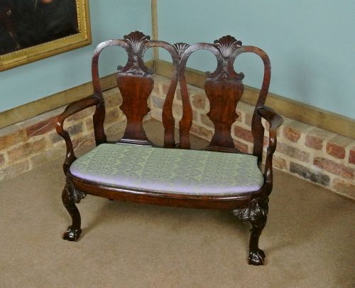 fig 4. Superb and Rare George II Mahogany and Walnut Child's Settee c. 1750