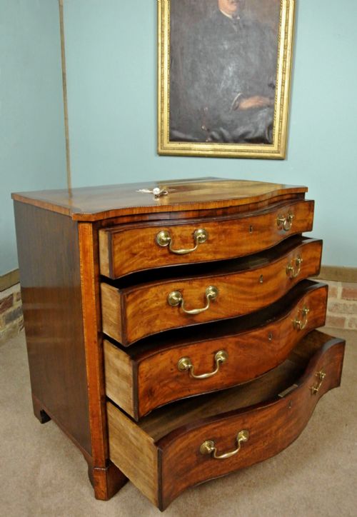 fig 3. Exemplary George III Mahogany Serpentine Chest of Small Elegant Proportions c.1770