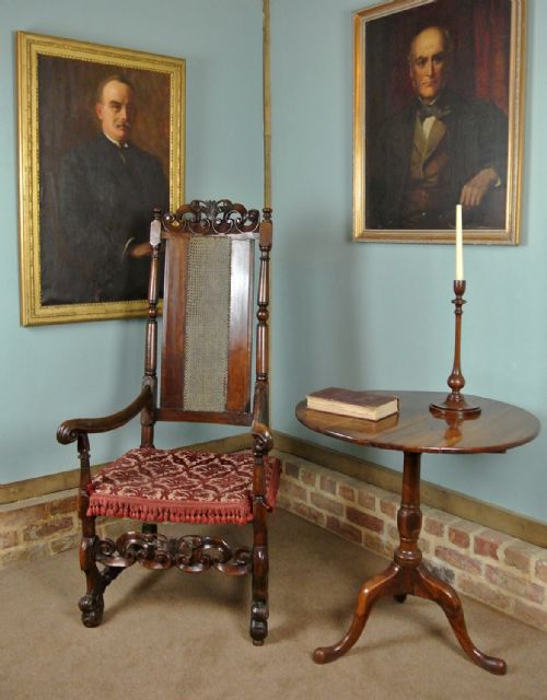 fig 1. Rare and Fine Charles II Walnut Caned Arm Chair c. 1685