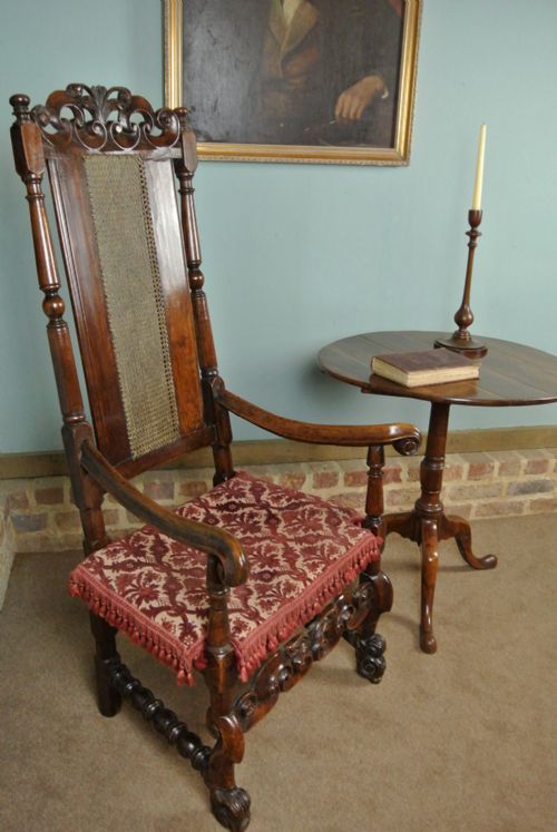 fig 2. Rare and Fine Charles II Walnut Caned Arm Chair c. 1685