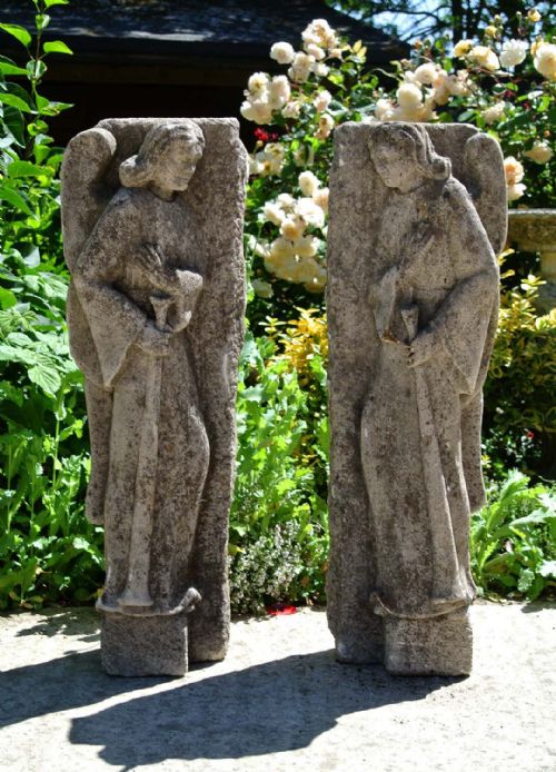 Mystery 18th Century Carved Limestone Angels