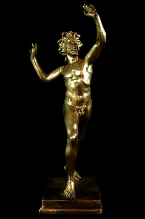 Large 19th Century Grand Tour Gilt Bronze of the Dancing Faun C.1890
