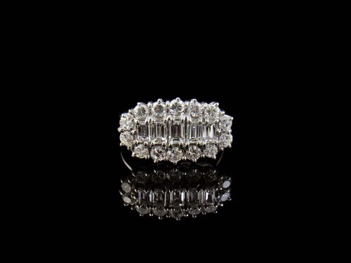 Magnificent 1960s 2.3 Carat Diamond Boat Set Ring