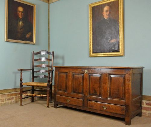 fig 1. George III Oak Mule Chest Initialled and Dated 1753