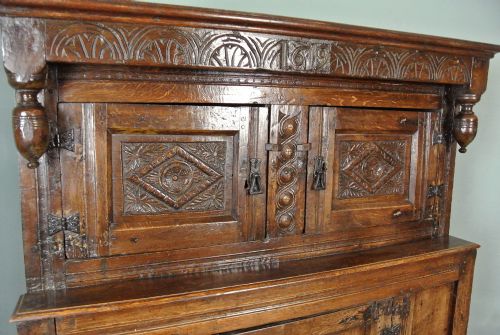 fig 2. Small James I Oak Standing Cupboard Dated 1619