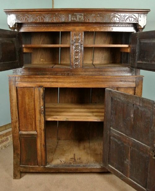 fig 3. Small James I Oak Standing Cupboard Dated 1619