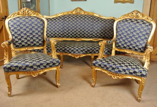 fig 2. Superb 19th Century Giltwood Serpentine Suite in the French Manner c. 1880
