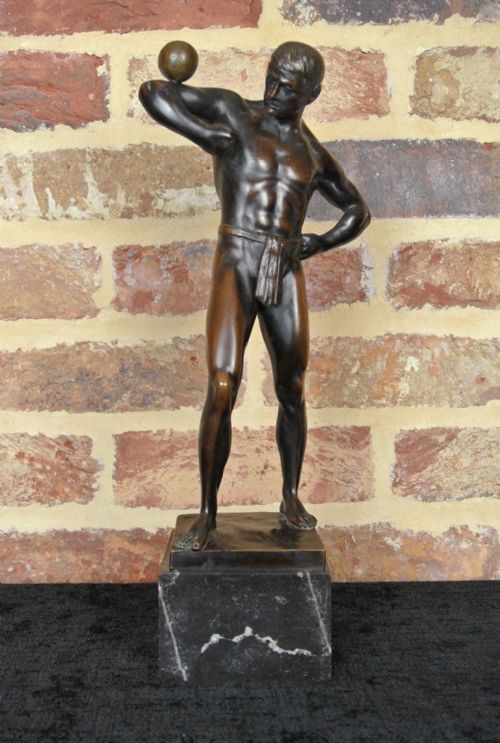 High Quality Fine Bronze of an Athlete Signed Otto Schmidt-hofer  C. 1915