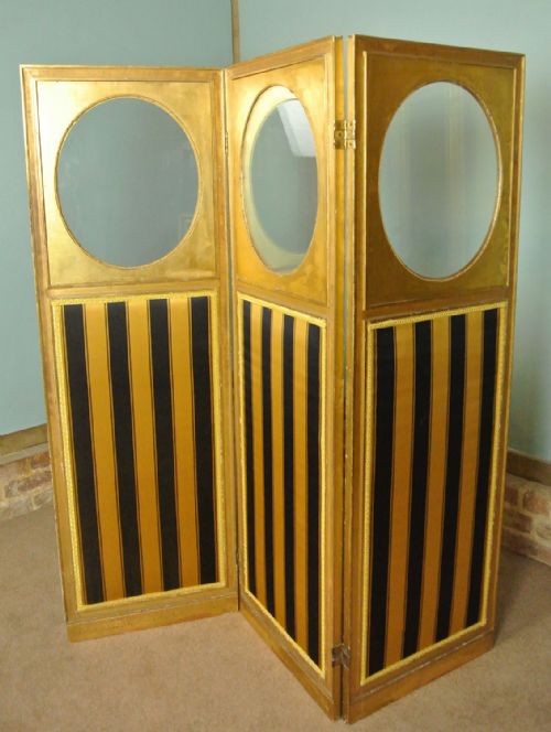 fig 1. Beautiful Regency Giltwood and Silk Three Fold Screen c. 1830
