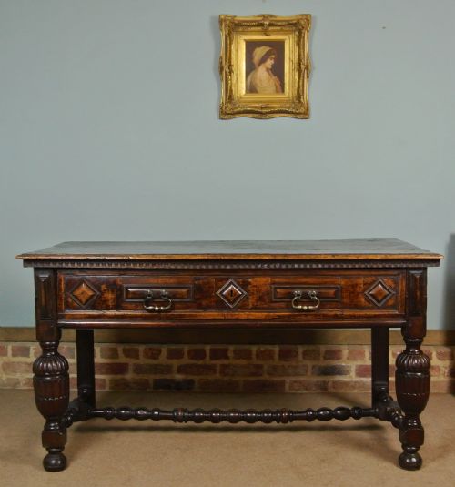 fig 1. Superb Colour and Patination - 17th Century Elm and Oak Side Table