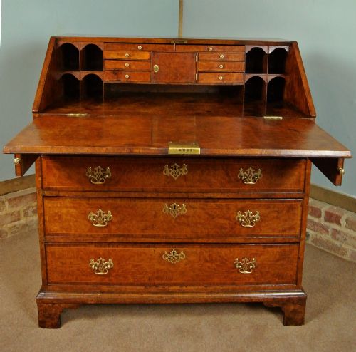 Fine George II Burr Walnut Bureau C. 1750