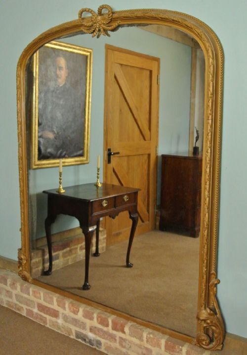fig 2. Very Large 5ft wide Victorian Giltwood Arched Mirror with Original Plate c.1860
