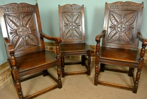fig 2. Set of Eight 18th Century and Later Oak Dining Chairs