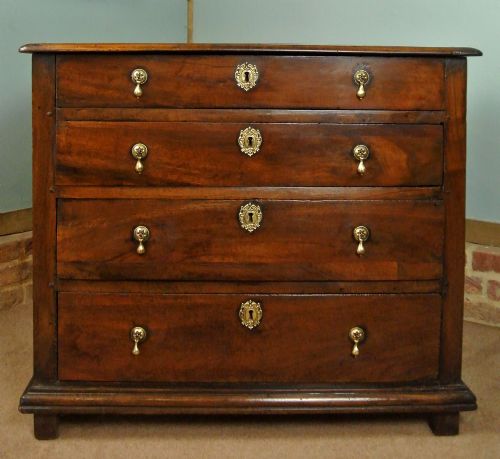 Charming and Very Original Small 17th Century Solid Walnut Chest of Drawers C. 1680