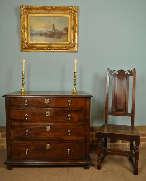 fig 1. Charming and Very Original Small 17th Century Solid Walnut Chest of Drawers c. 1680