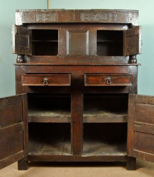 fig 2. Exceptional and Original George I Oak Court Cupboard - Initialled and Dated 1721