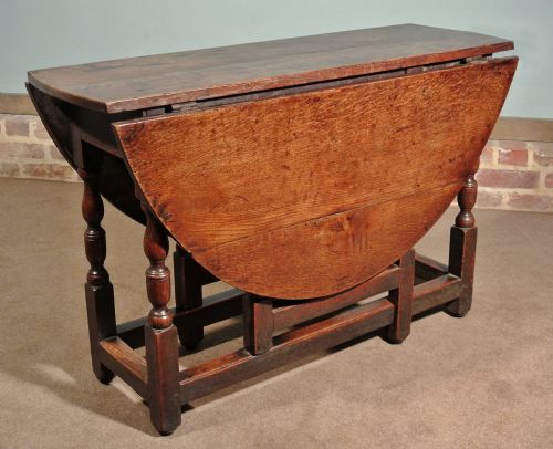fig 1. Charming Queen Anne Oak Drop Leaf Supper Table c. 1700