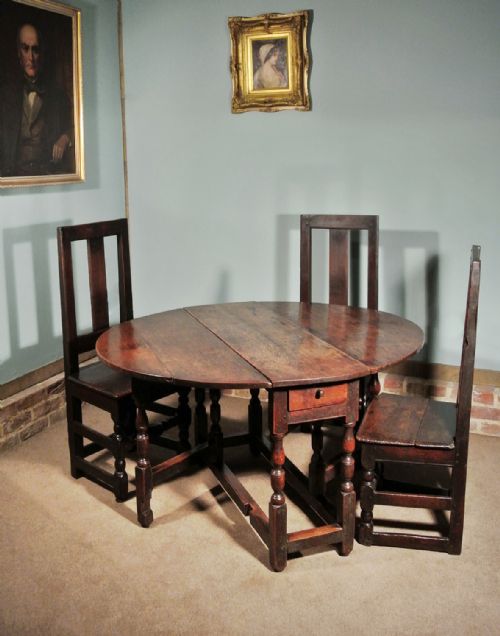 fig 2. Charming Queen Anne Oak Drop Leaf Supper Table c. 1700