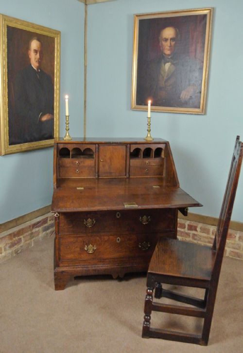 fig 2. Small Georgian Solid Elm and Burr Elm Bureau with A Fabulous Colour c. 1750