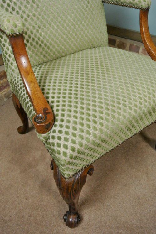 fig 2. Beautiful Georgian Walnut Gainsborough Library Arm Chair c. 1760