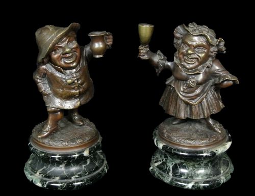 Fabulous Quality and Fun French Bronze Matchstick Holders C. 1860