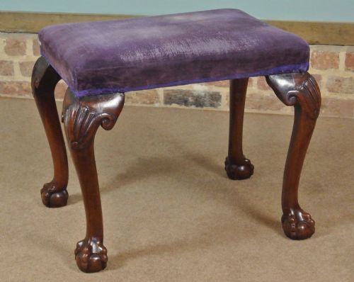 Georgian Mahogany Ball and Claw Cabriole Legged Stool C. 1780