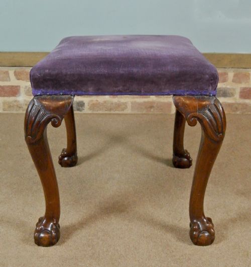 fig 3. Georgian Mahogany Ball and Claw Cabriole Legged Stool c. 1780