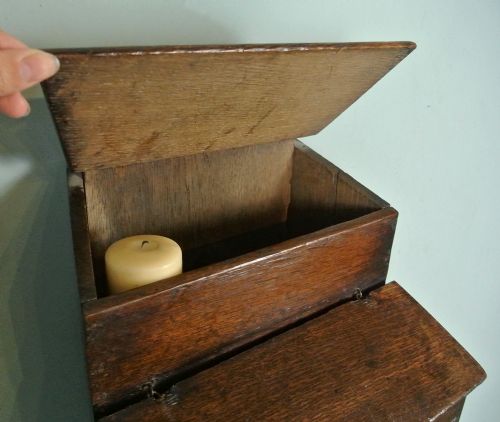 fig 2. Charming Early 18th Century Welsh Oak Double Wall Hung Spice Box