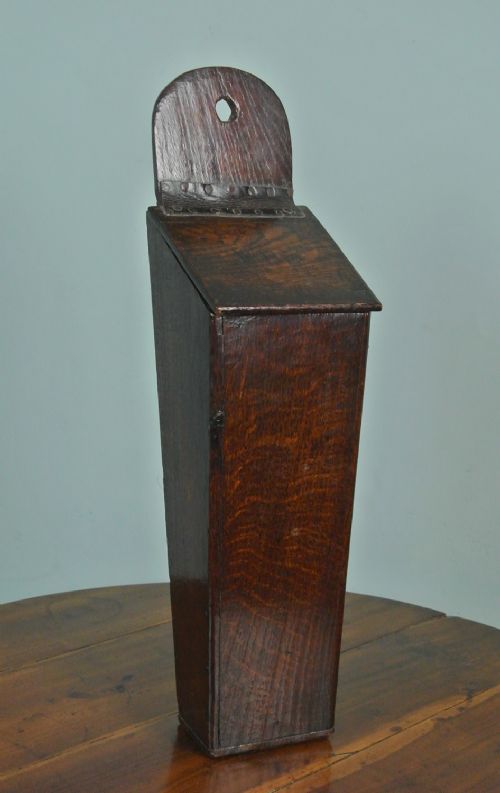 18th Century George III Welsh Oak Candle Box C. 1770