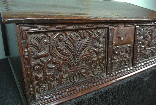 fig 3. Fine and Large Queen Anne Oak Writing Box dated 1706