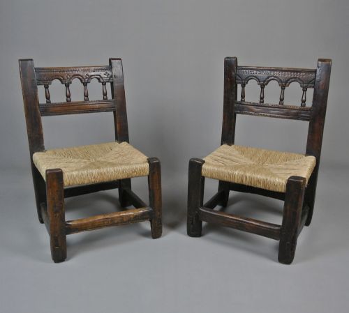 Exceptionally Rare Pair of Back Stools C. 1620