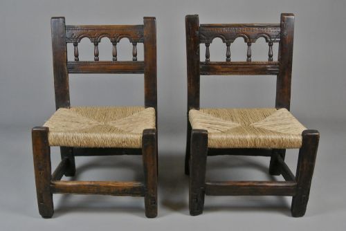 fig 1. Exceptionally Rare Pair of Back Stools c. 1620