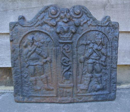 19th Century Iron Fireback of 17th Century Design